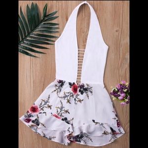 White floral print Romper